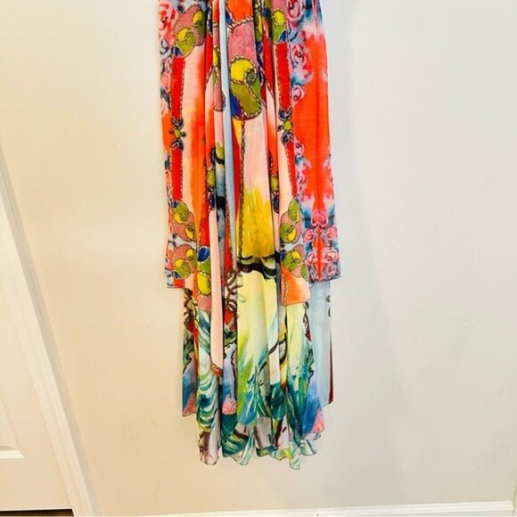 Alice + Olivia Orly Lola Lady Dress Size 2 Boho Resort Maxi Handkerchief Hem - Picture 7 of 14